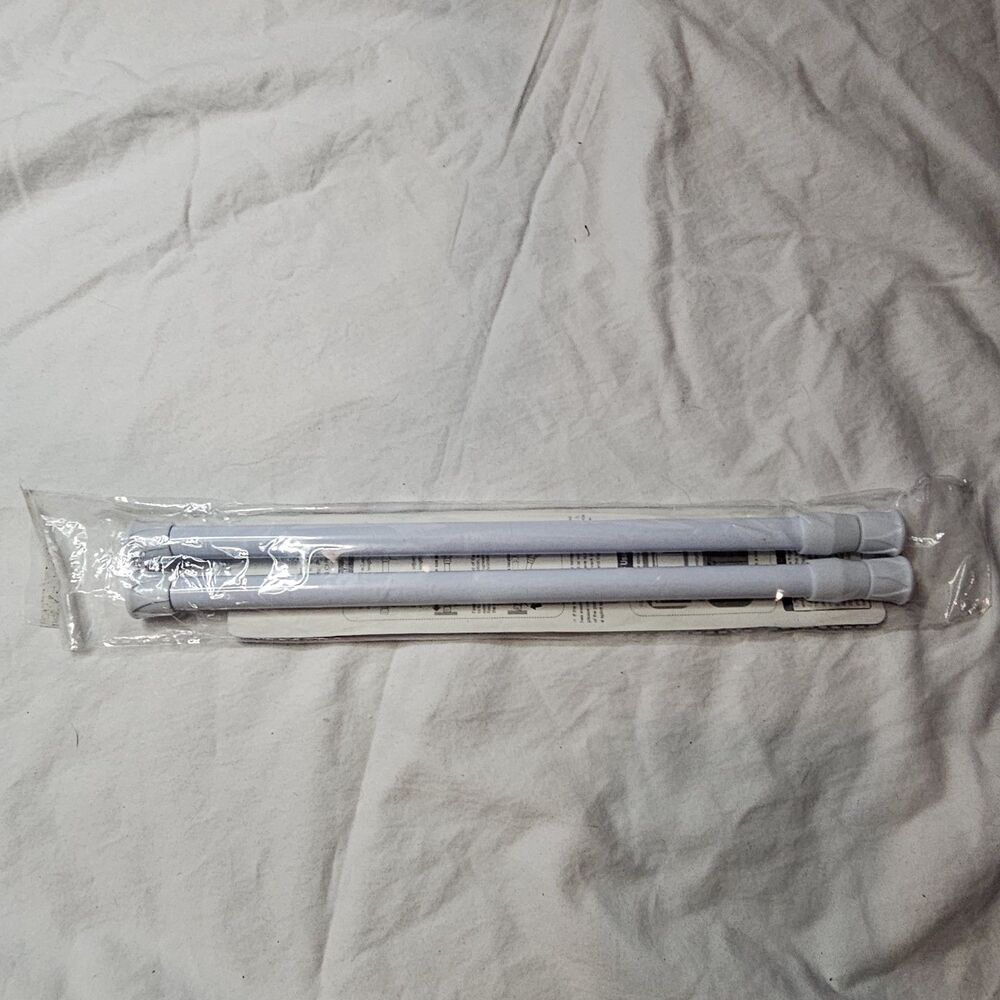 Tension Curtain Rods (2) Adjustable 12 to 20 Inches 0.39" Dia White